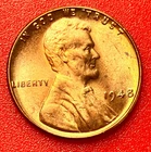 1948-P Lincoln Wheat Cent Penny GEM RED BU From an Original Bank Roll
