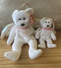 Ty Beanie Babies Halo the Angel Bear Toy 1998 w/ornament