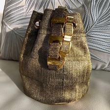 Almost Unused Salvatore Ferragamo Vara Drawstring Bag Gold Handbag