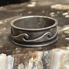 Vintage Mexico Sterling Silver Wave Pattern Band Ring Size 8.5