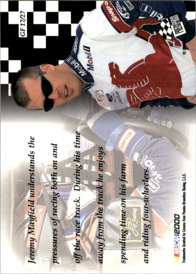 2000 Press Pass Optima G Force #GF17 Jeremy Mayfield -Racing - Image 2 of 2