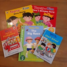TOPSY AND TIM BOOK BUNDLE (5) SCHOOL,  FIREFIGHTERS, BIG RACE,  MOVE HOUSE + 1