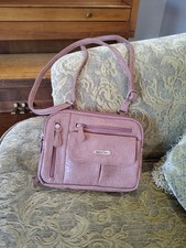 MultiSac Zippy Triple Compartment Crossbody Bag Brown Dusty Rose Floral Pattern