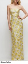 Alfred SungGoldenMetallicJacquard Strapless(straps Included)column Gown, 14R,New