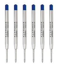 Parker Quink Flow Ball Pen Medium Point Blue Ink Refill Pack of 6