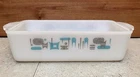 VTG Anchor Hocking Milk Glass Blue Haven Loaf Pan Baking Dish 10.5”
