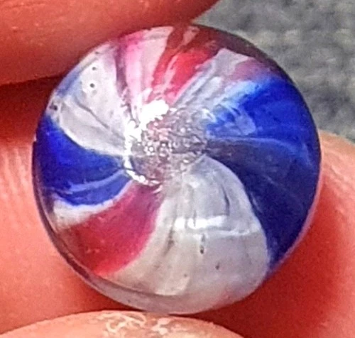 1/2"+ Gorgeous Tiny Peppermint Panelled Onionskin German Handmade Marbles MINT