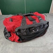 Oakley Utility Duffle Bag Black Red Zip Closure Double Handle Shoulder Strap
