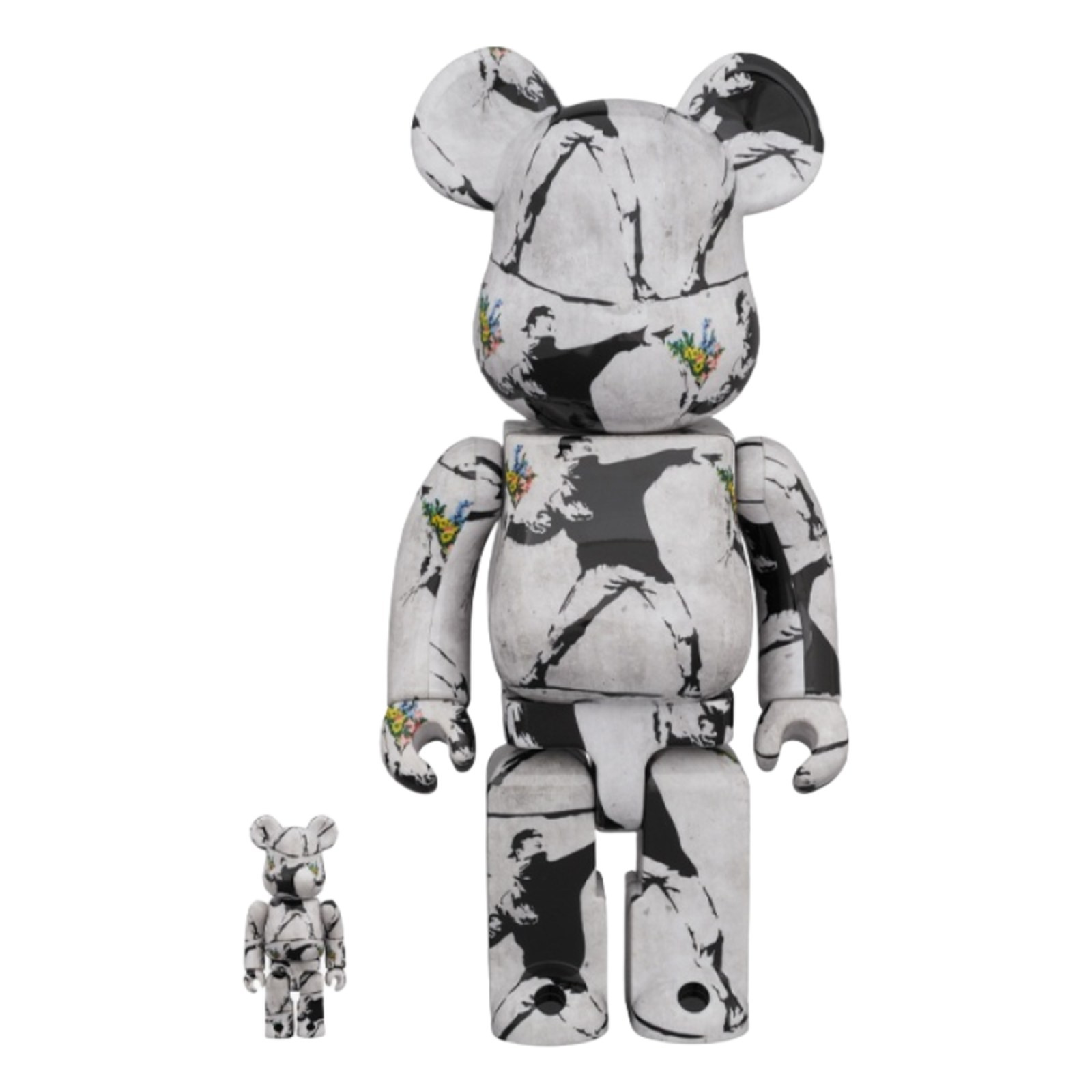 Bearbrick Banksy Flower Bomber 100% & 400% Set Medicom Toy Be@rbrick Figure