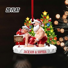 Personalized Funny Couple 2D Flat Ornament, Cute Christmas Keepsake Partners