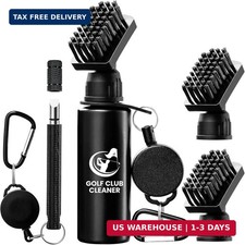 Golf Club Brush Cleaner with Golf Groove Sharpener Tool, 3 Replacement Brush Hea