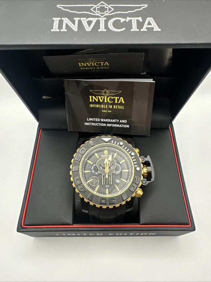 INVICTA 26787 MARVEL PUNISHER LTD 0404/3000 Men's 58mm Gold Black Watch - Image 2 of 4