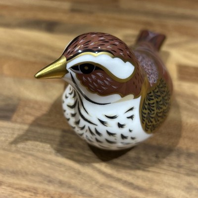 Redwing - ROYAL CROWN DERBY BRIEFBESCHWERER GOLD STOPPER BOXED