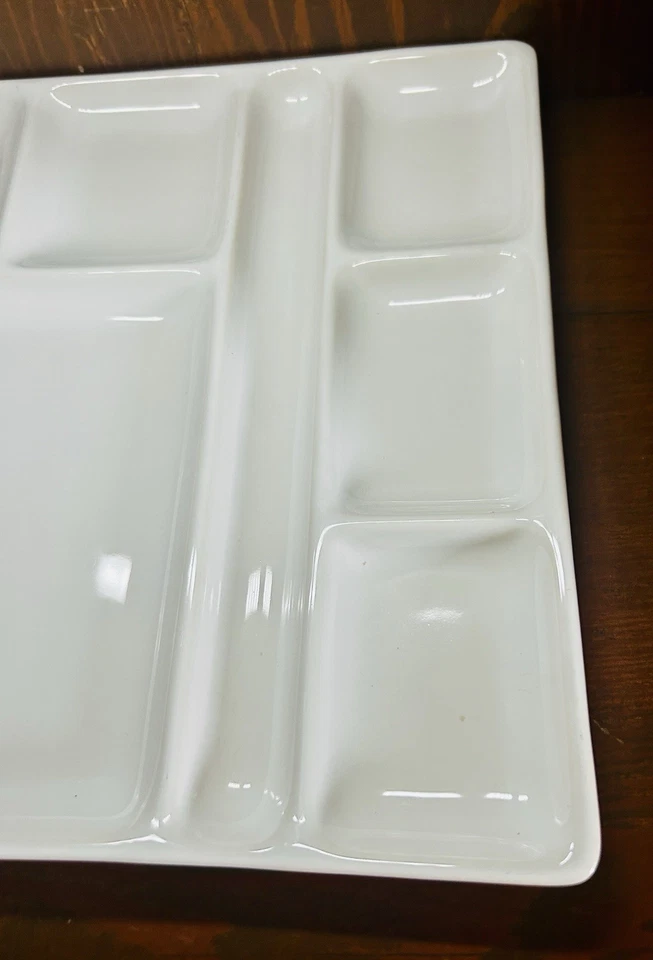Crate & Barrel Square White Fondue Sushi Plate Dish 9” Lot Set Of 2 EUC - Image 4 of 4
