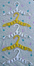 MIDCENTURY CLOWNS 1950s 60s VINTAGE CHILDRENS KIDS HANGERS. 5, White  Yellow.