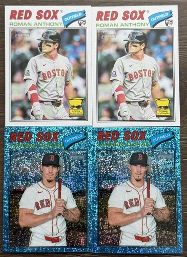 4 Card Lot 2026 Topps Heritage Roman Anthony RC x2 Jarren Duran Blue Sparkle x2