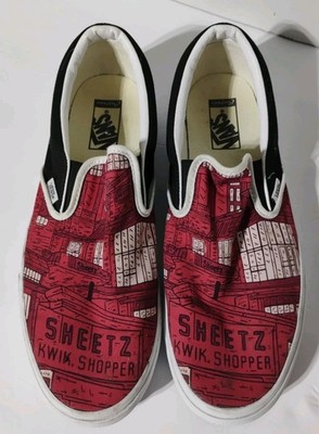 Vans Classic Slip On Shoes Custom Sheetz Kwik Shopper Red Black Off The Wall 12