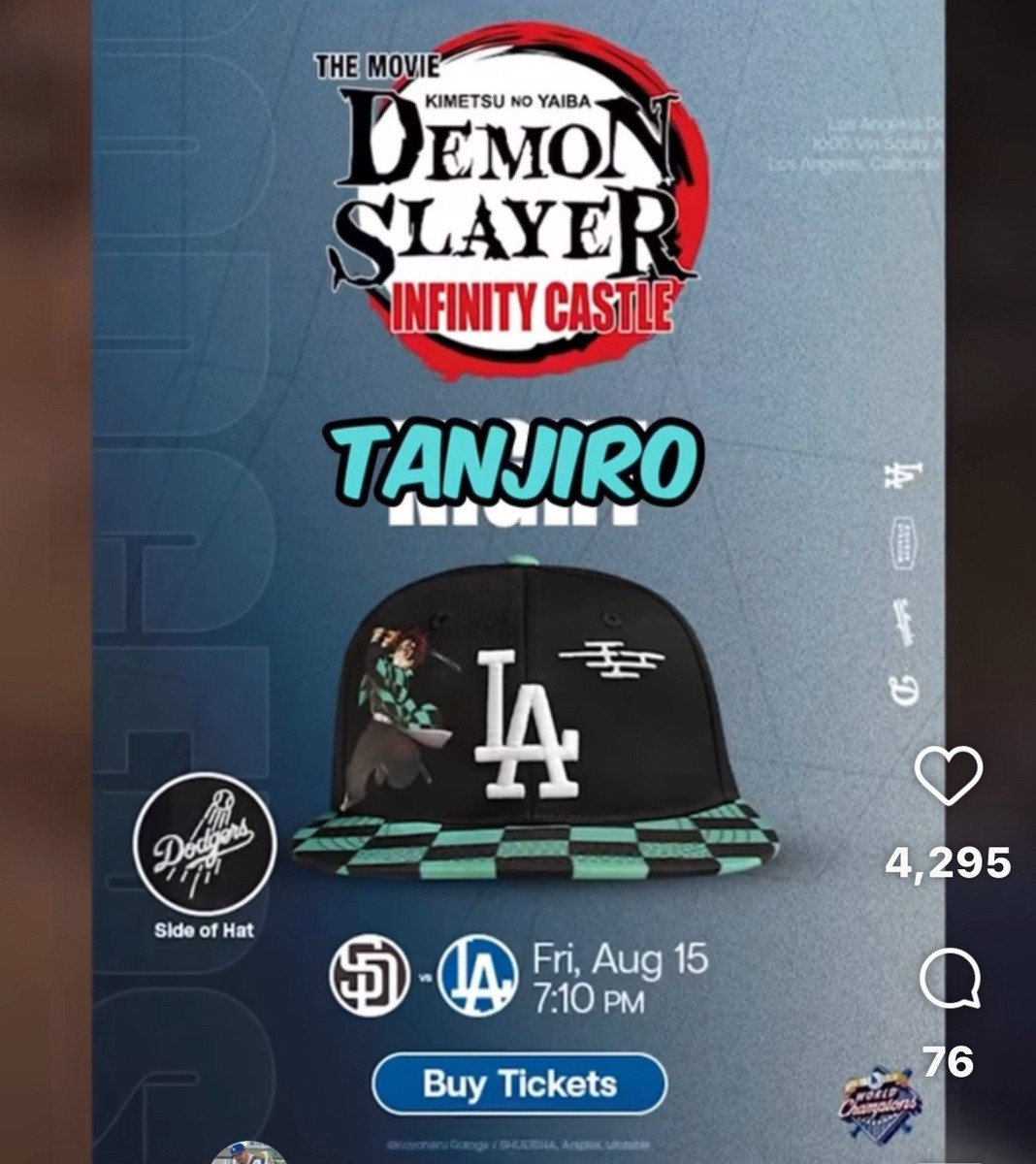 Demon Slayer X Dodger Collab Hat - Stadium Giveaway PRESALE