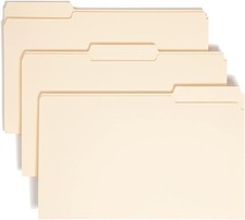 Smead Manila File Folders Legal Size 1/3 Cut Tab Assorted Positions Box of 100