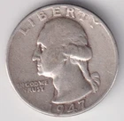 1947-P WASHINGTON QUARTER 25¢ PHILADELPHIA 90% SILVER COIN UNITED STATES MINT