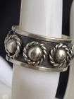 Vintage Mexico 925 Sterling Silver Wide Band Ring Rope Concho Design Size 5.5