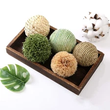 6pcs 3.5inch Woven Wicker Rattan Balls Decorative Ball Twig Orbs Green Orbs V...