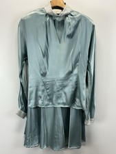Vtg Cache 100 Silk 2 Pc Midi Skirt Set Outfit Women  s 10 Skirt 8 Top Blue READ