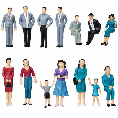14 Pcs Painted Figures, 1: 25 Scale Painted Model People Figurines Seated and...