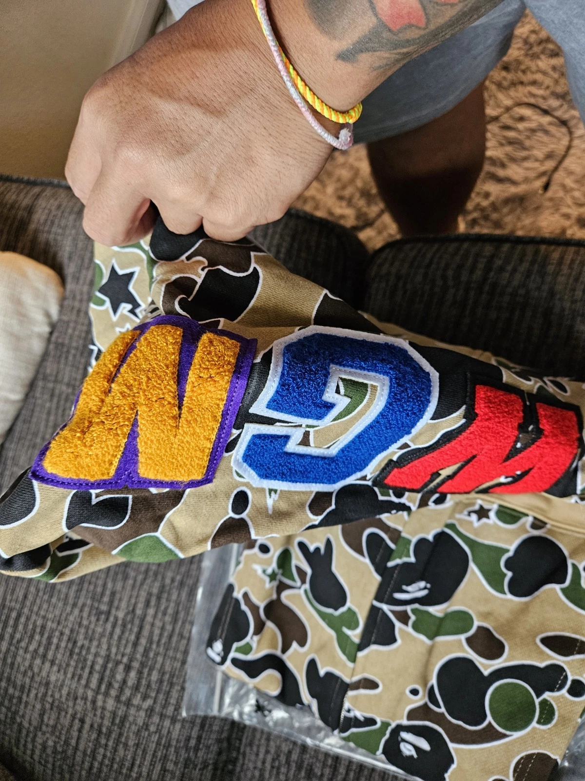 A BATHING APE (BAPE) Felpa con cappuccio e zip intera BAPE STA Camo Shark gialla ?1H80 115 004 taglia XXL spedizione?*NUOVA* ✅