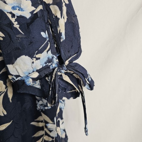 TAMARA H Floral Blouse Tunic Top NAVY BLUE size 1X Fairy Boho Bloomcore Whimsy - Picture 3 of 7