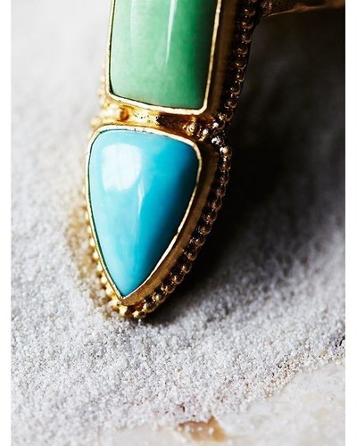 Anillo Free People Desert Thunder Talla 7 Turquesa Variscita Eclipse Jaspe $370 - Imagen 10 de 10