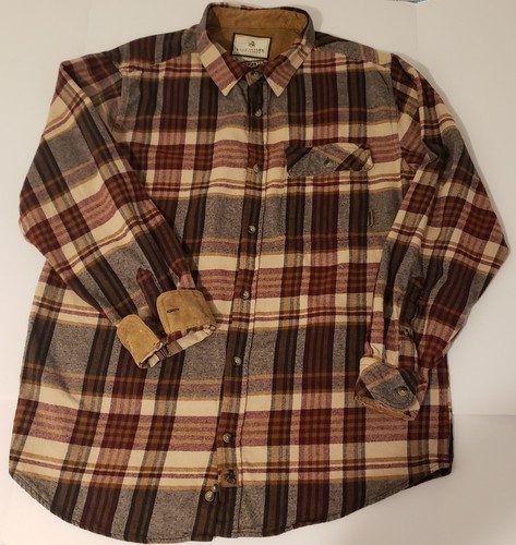 Legendary Whitetails Mens Shirt Flannel LGE Blue Plaid Long Sleeve Flip Corduroy