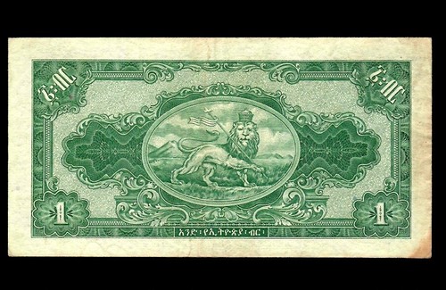 ETHIOPIA 1 Dollar 1945 P-12 (Prefix EE) VF - Picture 2 of 2