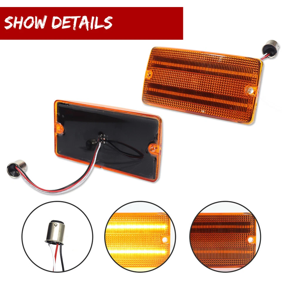 Lámpara de señal LED DRL de parachoques secuencial ámbar para Ford Bronco 1969-1977 Foto 4 de 4