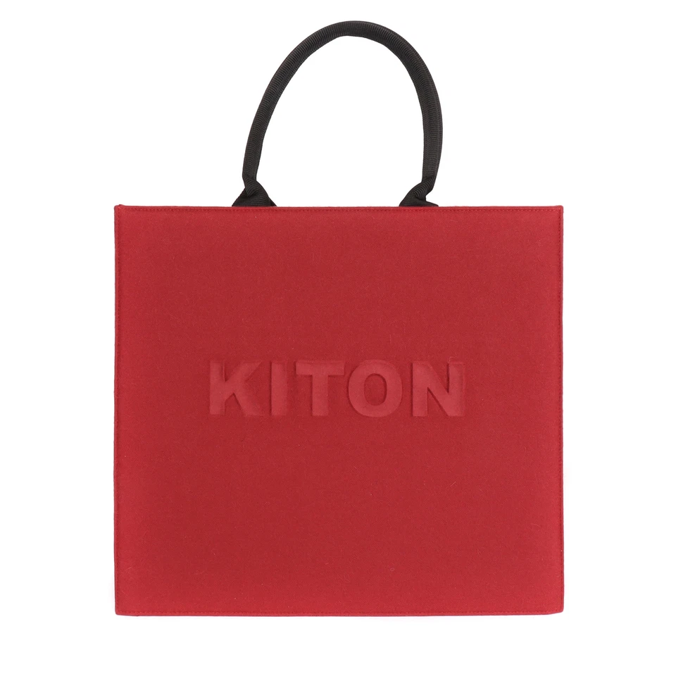 NUEVO CON ETIQUETAS KITON Napoli BOLSO SHOPPER cachemir puro cardenal rojo extralujo Italia Foto 2 de 4