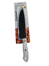 Cuisinart CLASSIC 8" CHEF's Knife w/ Stainless  Blade & WHITE Handle Blade Cover