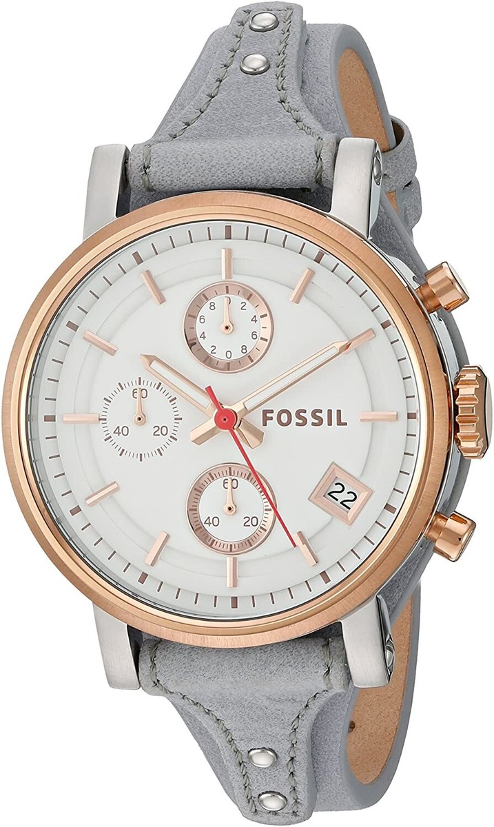Fossil Original Chronograph White Dial and Leather Band Boyfriend Watch Fossil Original Boyfriend Chronograph White Dial Ladies  main image 2