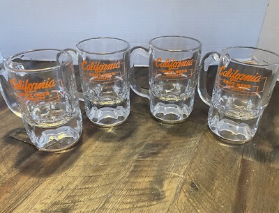 Set Of 4 Vintage CALIFORNIA Brand ROOT BEER SCHNAPPS 4.75'' Glass Mugs