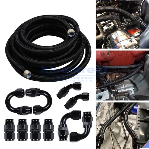 AN12 12AN Black Nylon E85 PTFE Fuel Line 20FT with 10 Fittings Hose Kit 6-Meter - Picture 9 of 19