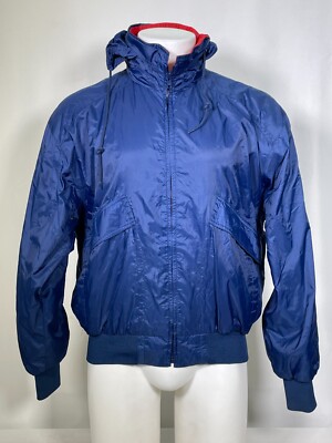 American Weekend All Weather Full Zip Blue Hidden Hood Jacket Men's MEDIUM