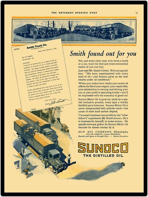 1924 Sunoco Gasoline  9'' x 12'' Repro Aluminum Sign: The Distilled Oil