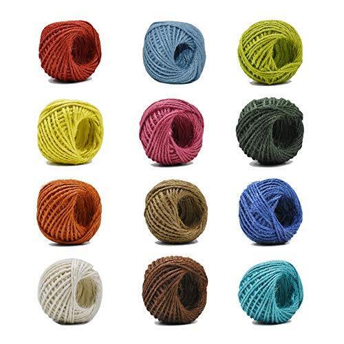 Cuerda de yute natural de 12 colores 2 mm 3 capas cuerda de cordel para obras de arte D... - Imagen 1 de 6