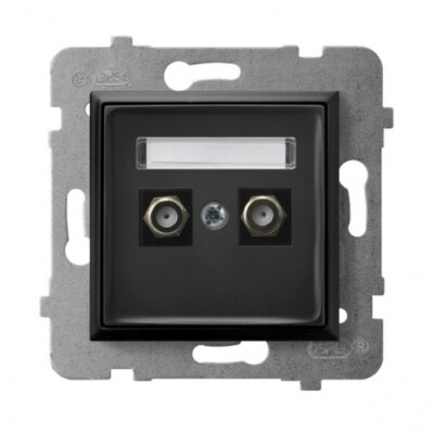 ARIA-MODUL SCHWARZ METALL 2X TV-BUCHSE TYP F 