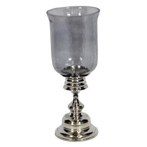22" CANDLE HOLDER METAL & HAMMERED GLASS~ CANDLE HOLDER ~HURRICANE CANDLE HOLDER