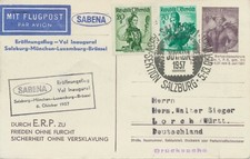 ÖSTERREICH 1957 Privat-GA Trachten Durch E.R.P. zu Frieden ohne Furcht ERSTFLUG