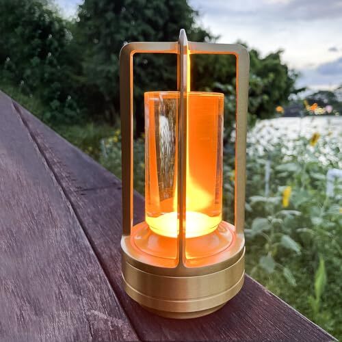 Cordless Rechargeable Gold LED Table Lamp with Portable Battery Power  