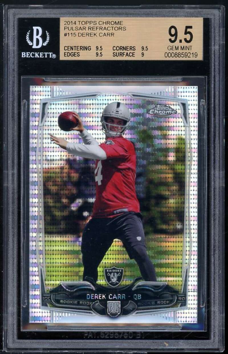 Derek Carr Rookie Card 2014 Topps Chrome Pulsar Refractors #115 BGS 9.5