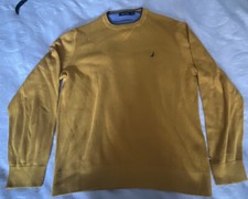Men's Nautica XL Yellow Cotton/Viscose Designer XL Knit Round Neck Jumper
