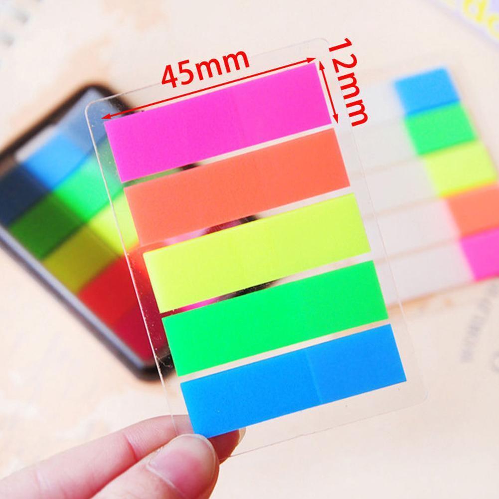 100 Fluorescent Sticky Note Flags for Books & Memos - Bright & Reusable-image