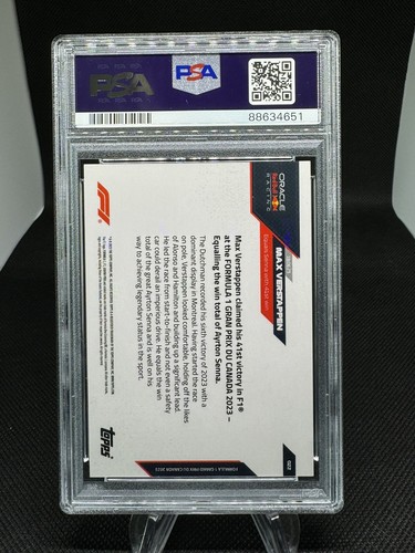 2023 Topps Now Formula 1 22 Max Verstappen 41st Win Red /99 PSA 9 Red Bull - Picture 2 of 2